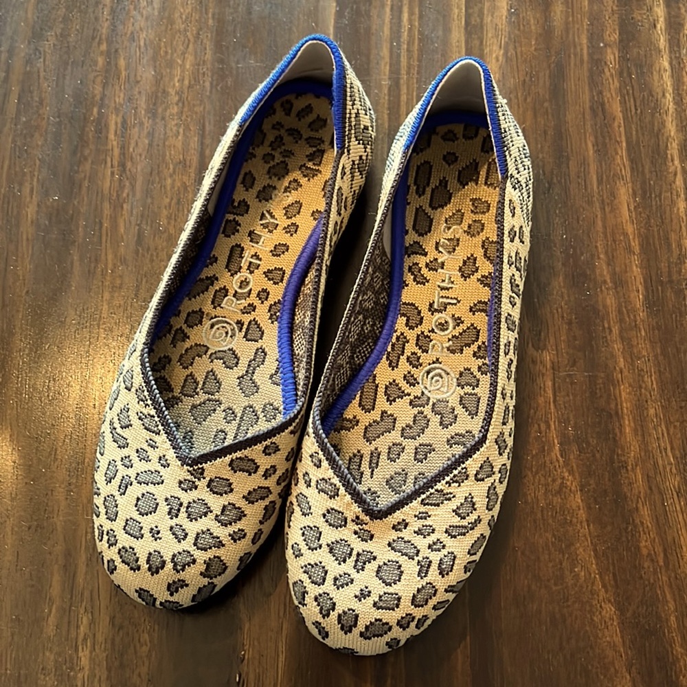 Rothys Spotted Leopard Rounded Toe Flats